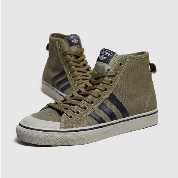 olive green high top adidas